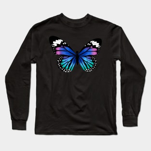 Blue and Purple Butterfly Long Sleeve T-Shirt